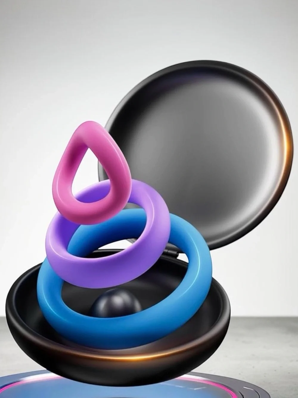 🪷 Colorful Silicone Ring Set With Storage Case- NEW